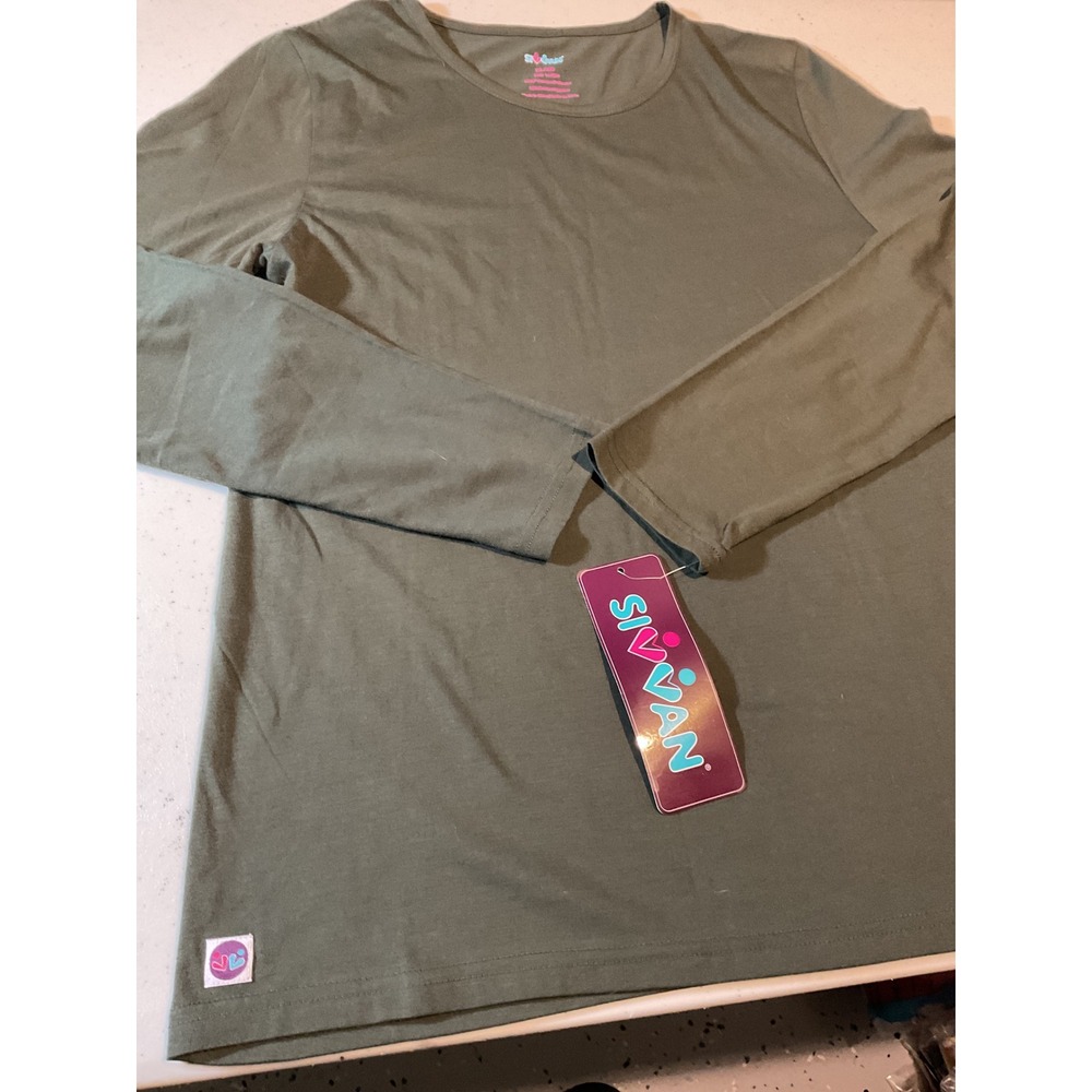SIVVAN Womens Long Sleeve Classic Fit T Shirt Olive Green‎ XL